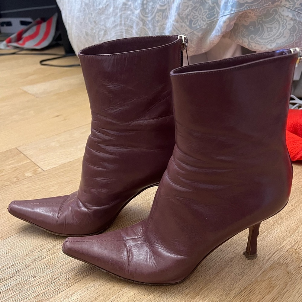 Burgundy Jimmy Choo booties